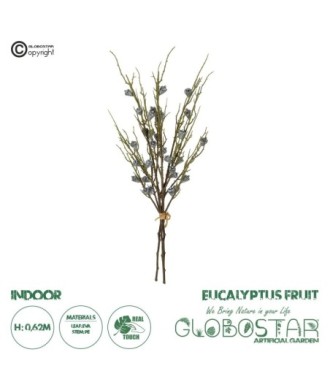 GloboStar® Artificial Garden GREEN EUCALYPTUS FRUIT BOUQET 21431 Tεχνητό Διακοσμητικό Μπουκέτο Ευκάληπτος Πράσινο Y62cm